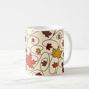 Taza De Café Patrón capilar de hojas de arce con rizo caprichos