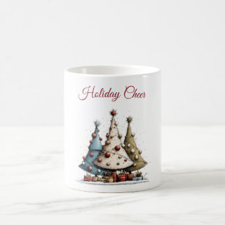 Taza De Café Patrón caprichoso de árbol de Navidad dibujado a m
