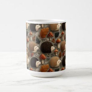 Taza De Café Patrón caprichoso de erizo y hongo de otoño