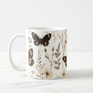 Taza De Café Patrón caprichoso de mariposa y flor