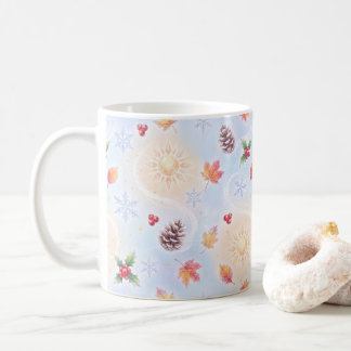Taza De Café Patrón Caprichoso de Transición Estacional de Otoñ