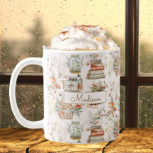 Patrón caprichoso floral de hongos Cottagecore de