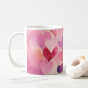 Taza De Café Patrón cardíaco acuarela moderno rosa contemporáne