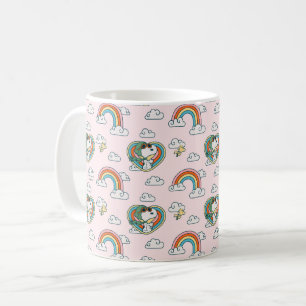 Taza De Café Patrón cardíaco arcoiris Snoopy & Woodstock