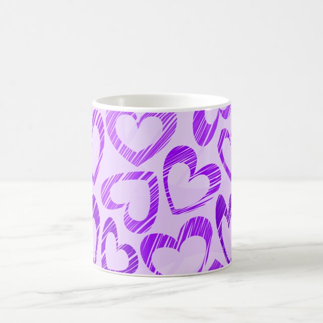 Taza De Café Patrón cardíaco de boceto malva de lavanda violeta (Centro)