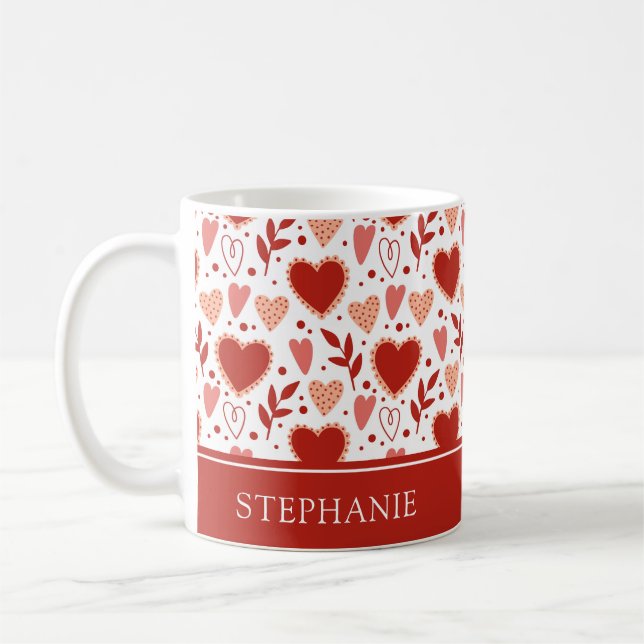 Taza De Café Patrón cardíaco de San Valentín personalizado (Izquierda)