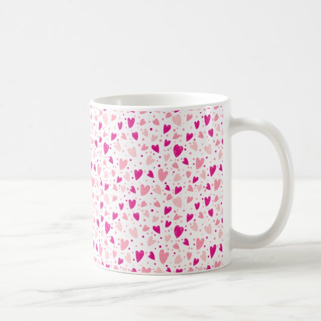 Taza De Café Patrón cardíaco dibujado a mano (Derecha)