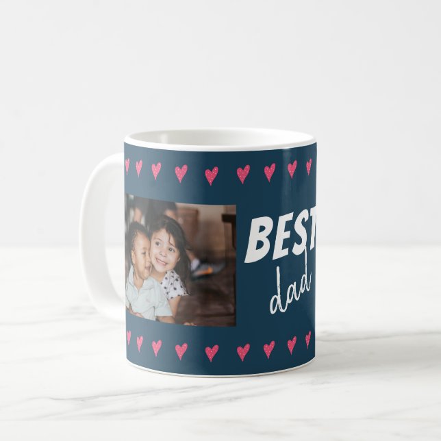 Taza De Café Patrón cardíaco mejor foto papá 2 (Anverso izquierdo)