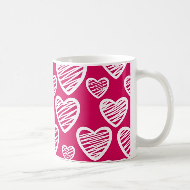Taza De Café Patrón cardíaco negrita rojo y blanco resquebrajad (Derecha)