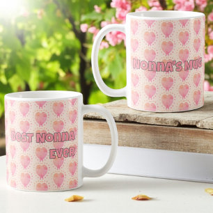 Taza De Café Patrón cardíaco redondeado del punto de polka del 