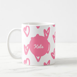 Taza De Café Patrón cardíaco rosa lindo personalizado