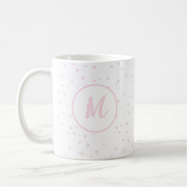 Taza De Café Patrón cardíaco rosado Girly Romántico Monogramado