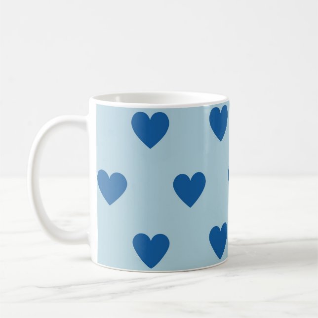 Taza De Café Patrón cardíaco simple de corte azul (Izquierda)