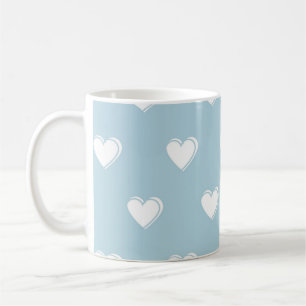 Taza De Café Patrón cardíaco simple de corte blanco azul