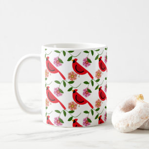Taza De Café Patrón cardinal y floral vibrante
