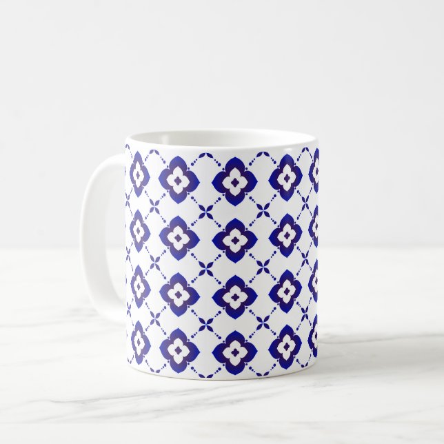 Taza De Café Patrón cerámico azul y blanco Café Mug (Anverso izquierdo)