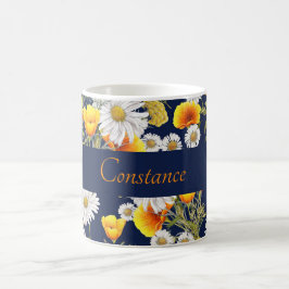 Taza De Café Patrón Chamomile y Poppies Personalizado