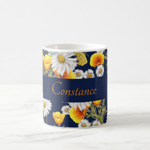 Taza De Café Patrón Chamomile y Poppies Personalizado