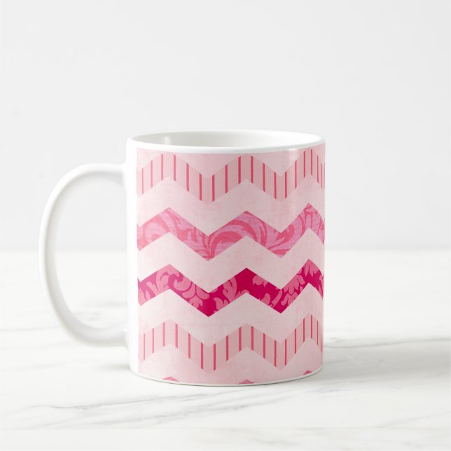 Taza De Café Patrón Chevron rosado moderno (Izquierda)