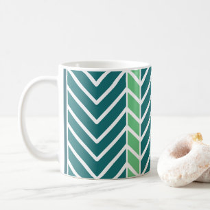 Taza De Café Patrón Chevron Verde Azulado