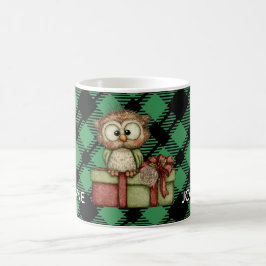 Taza De Café Patrón Clásico de Cuadros Verdes Navideños Persona