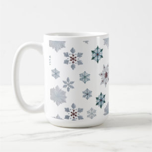 Taza De Café Patrón clásico de siluetas de copos de nieve Navid