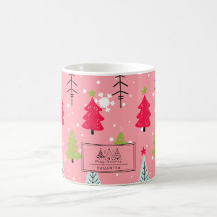 Taza De Café Patrón clásico de vacaciones vintage-Árbol de Navi