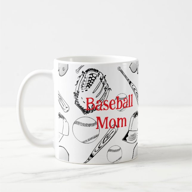 Taza De Café Patrón clásico del patrón de la madre del béisbol, (Izquierda)