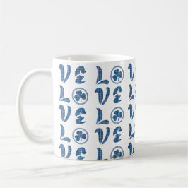 Taza De Café Patrón Clásico Plaid Verde Amor Azul Negro