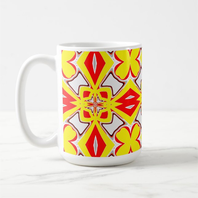 Taza De Café Patrón clásico vibrante amarillo rojo (Izquierda)
