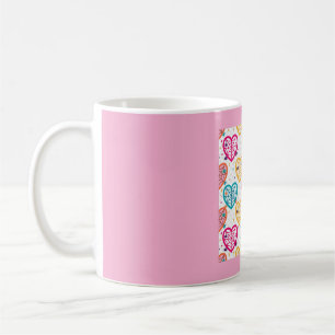 Taza De Café Patrón Colorido de Halloween de Telaraña de Corazó