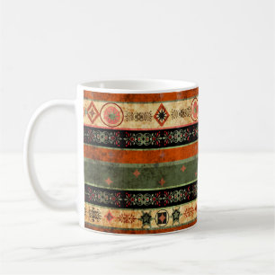 Taza De Café Patrón Colorido De La Étnica Boho Grunge.