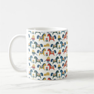 Taza De Café Patrón con caballos inspirados en el arte escandin