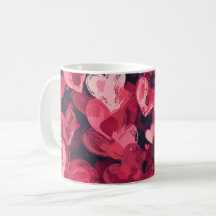 Taza De Café patrón con corazones rojos para Día de San Valentí