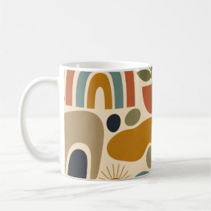 Taza De Café Patrón continuo boho de arcoíris y botánico