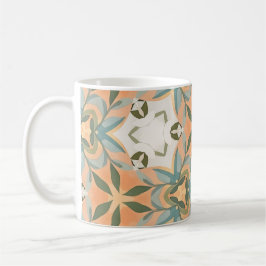 Taza De Café Patrón continuo botánico azul melocotón