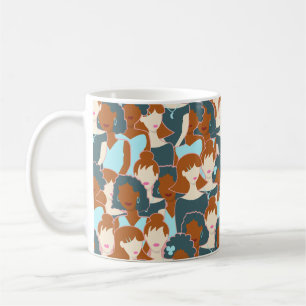Taza De Café Patrón continuo con chicas negras y chicas blancas