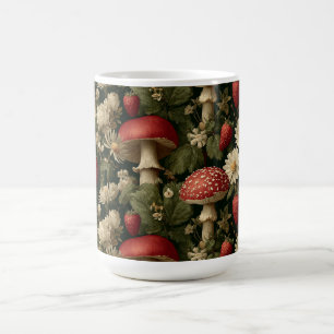 Taza De Café Patrón continuo con Fly Agaric rojo y flores