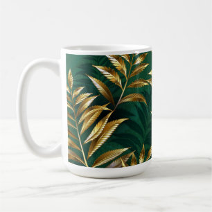 Taza De Café Patrón continuo con helechos dorados