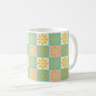 Taza De Café Patrón continuo con motivos florales geométricos