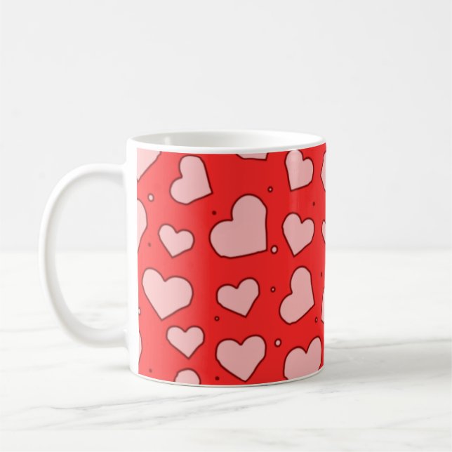 Taza De Café Patrón continuo de corazones  (Izquierda)