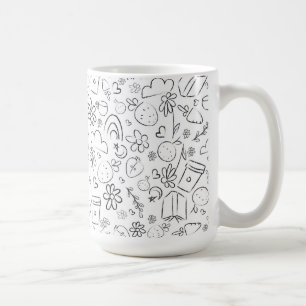 Taza De Café Patrón continuo de cosas lindas en garabatos en bl