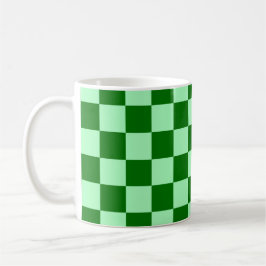 Taza De Café Patrón continuo de cuadrado a cuadros verdes 