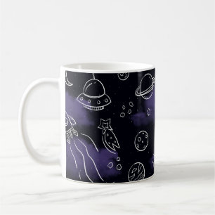 Taza De Café Patrón continuo de espacio exterior púrpura capric