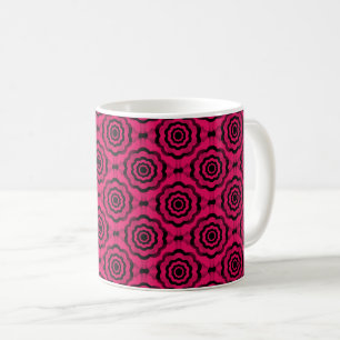 Taza De Café Patrón continuo de flor negra frambuesa