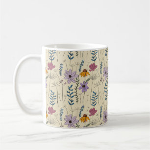Taza De Café Patrón continuo de flores silvestres caprichosas