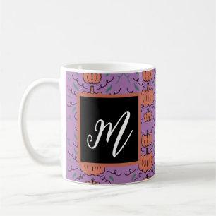 Taza De Café Patrón continuo de garabatos de calabaza de Hallow