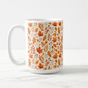 Taza De Café Patrón continuo de hojas cálidas de otoño