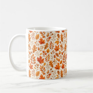 Taza De Café Patrón continuo de hojas cálidas de otoño
