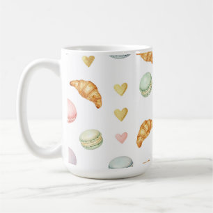 Taza De Café Patrón continuo de Macarons y Croissants Pastel